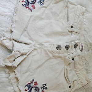 & Other Stories Cream Embroidered Jean Shorts
